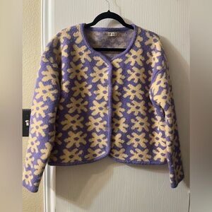 🛍️POL Purple and Cream Patterned Cardigan - Fits up to an XL